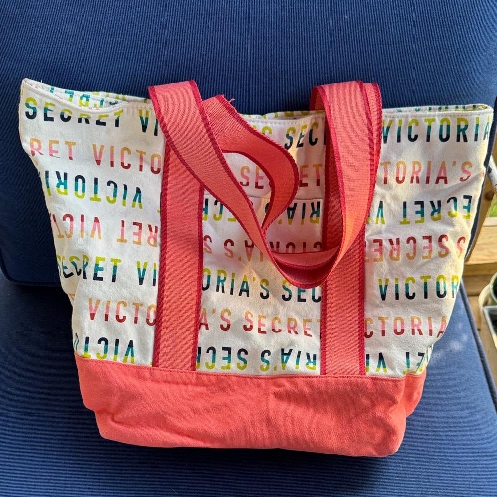 Victoria's Secret Vibrant Text Tote with Red Accents